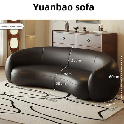 Minimalist special-shaped ingot sofa small apartment simple black leather art sofa