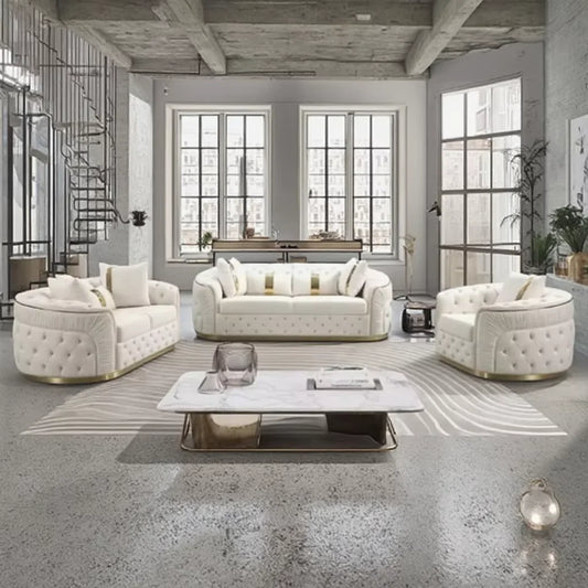 Custom Modular Living Room Tufted Sofa Cover Stainless Steel Frame for Family Apartments or Hotels