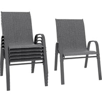 Patio Chairs Set of 6, Stackable Outdoor Dining Chairs Set with Breathable Seat Fabric, All-Weather Powder-Coated Metal Frame fo