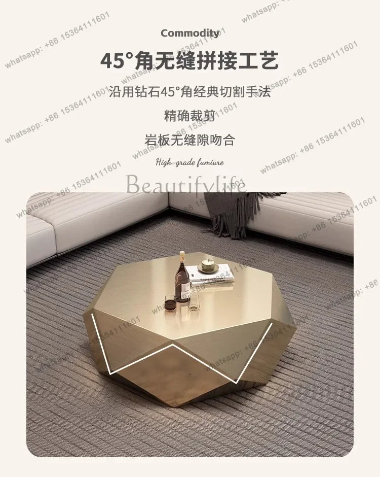 yj9 Golden diamond coffee table advanced sense modern simplicity special-shaped light luxury living room home Italian minimalist