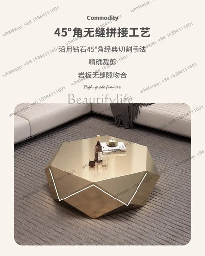 yj9 Golden diamond coffee table advanced sense modern simplicity special-shaped light luxury living room home Italian minimalist