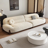 Simple modern fabric sofa, straight row Italian style, minimalist cream arc