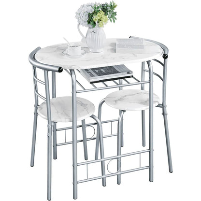 Alden Design Modern Dining Set 3pcs round Table And 2 Chairs Multiple Colors Available for Kitchen Room Furniture