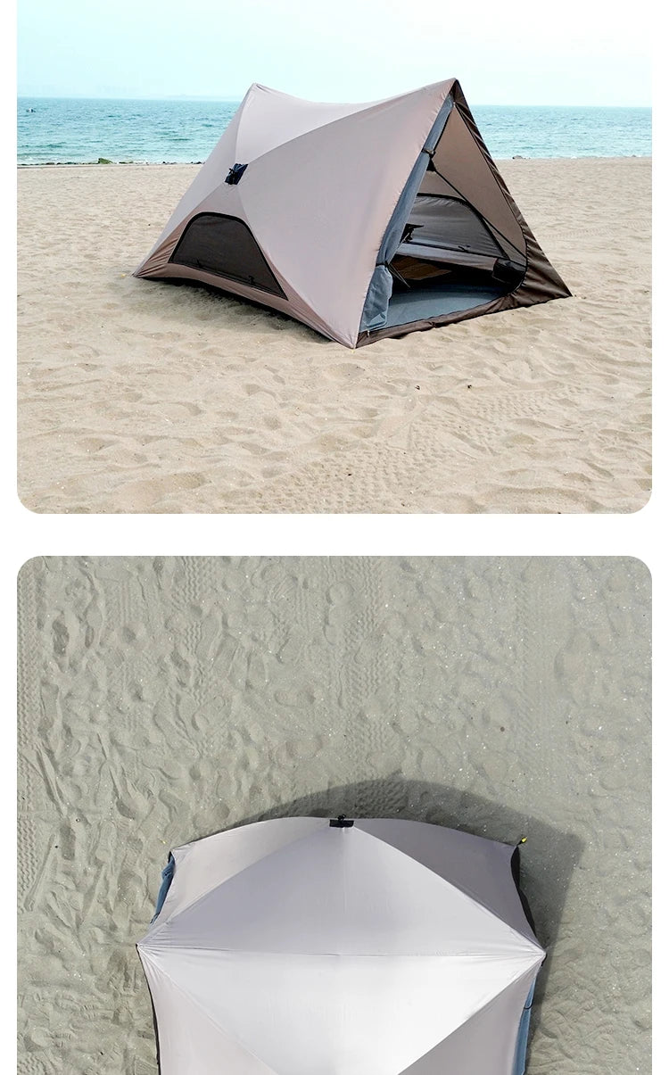 2-4 Person Camping Tent Quick Setup, Waterproof Windproof Sun Protection, Lightweight Portable for Beach Hiking, 210D Oxford