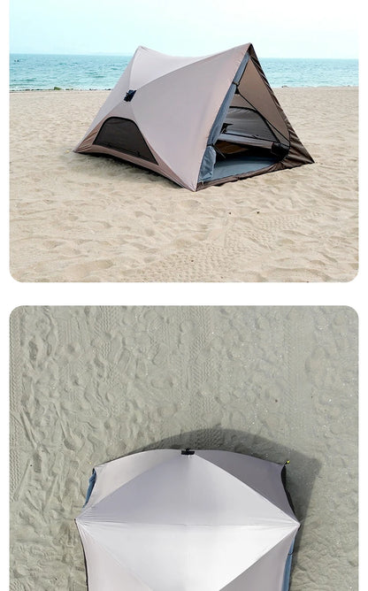 2-4 Person Camping Tent Quick Setup, Waterproof Windproof Sun Protection, Lightweight Portable for Beach Hiking, 210D Oxford