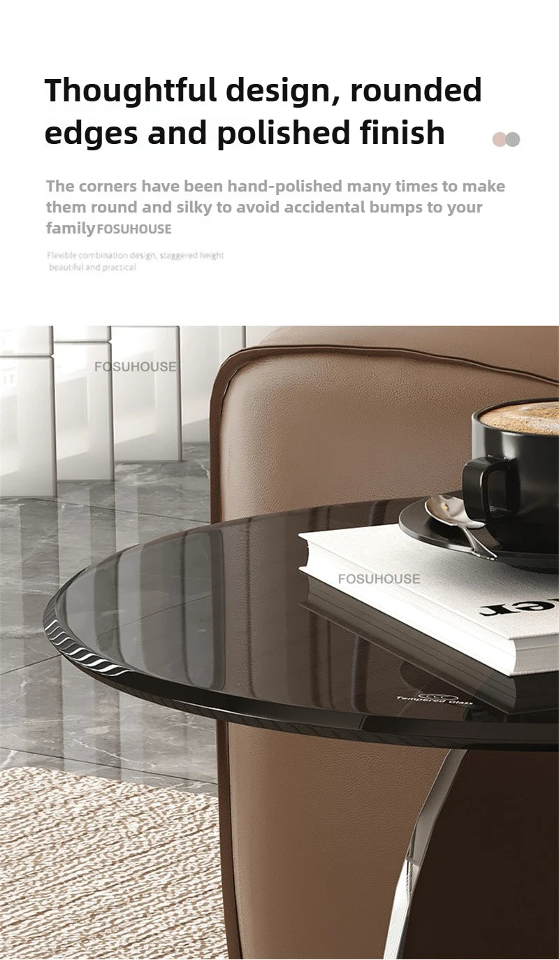 Nordic Light Luxury Coffee Tables Glass Side Table Designer Stainless Steel Corner Table Home Furniture Living Room Coffee Table