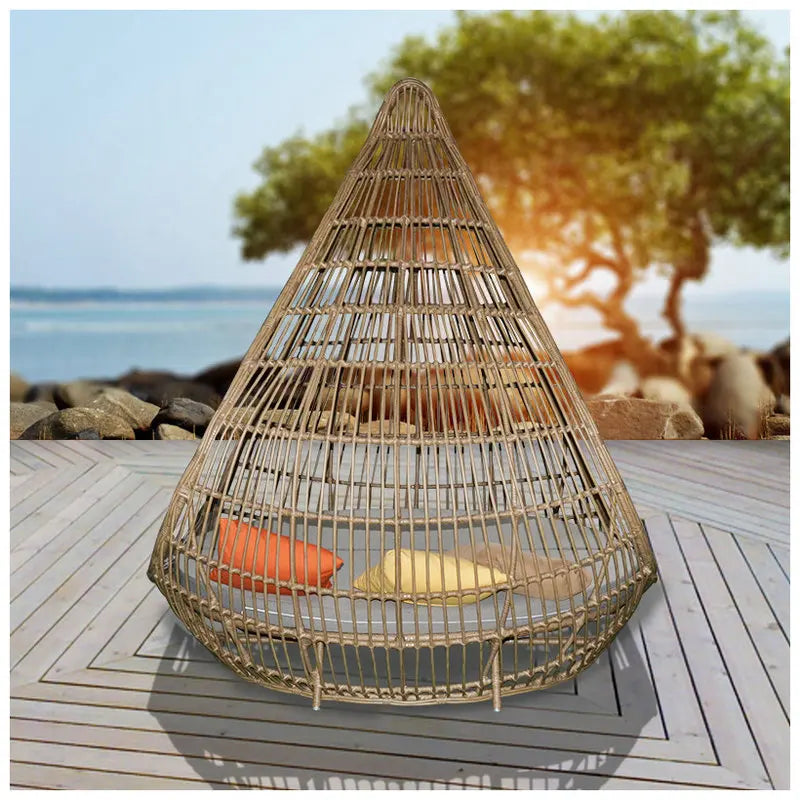 Rattan furniture Lazy bed, courtyard leisure bed Hand woven recliner