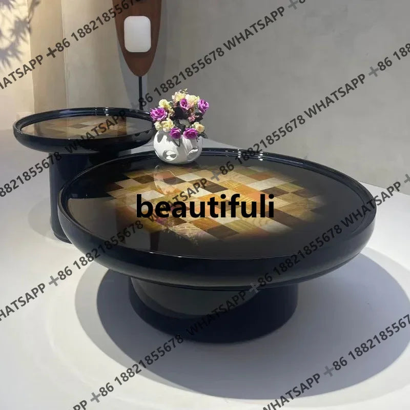 Italian minimalist creative round coffee table coffee table household light luxury negotiation table H