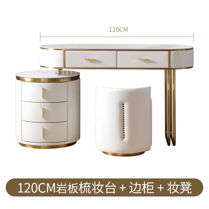 Light Mirror Vanity Table White Minimalist Drawers Storage Dressing Table Desk Makeup Mesa De Maquillaje Bedroom Furniture