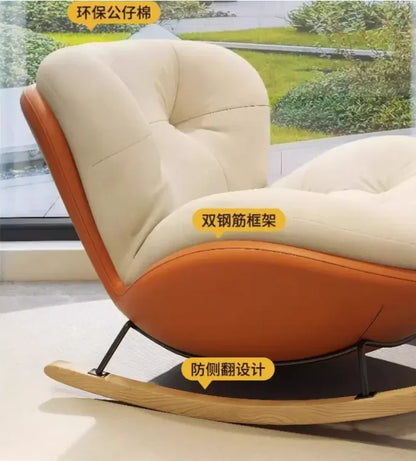Cozy Snail Wooden Rocking Chair for Balcony and Living Room Lazy Large Rocking Sofa Chair for Leisure Time in Living Room