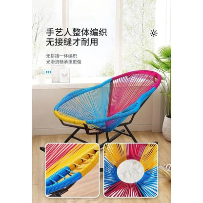 Outdoor courtyard rainbow rocking chair, household balcony rattan chair, casual nap rocking chair, bold and thicker