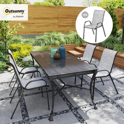Outdoor Dining Chairs Set of 4, Stackable Patio Dining Chairs, High Back Outdoor Patio Chairs with Breathable Mesh Seat