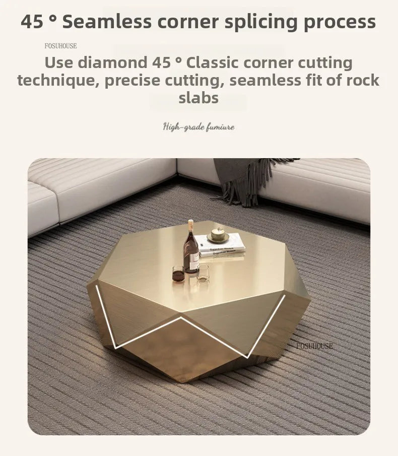 Minimalist Italian Coffee Tables for Living Room Irregularly Shaped Gold Metal Side Tables Luxury High-end Table for Office