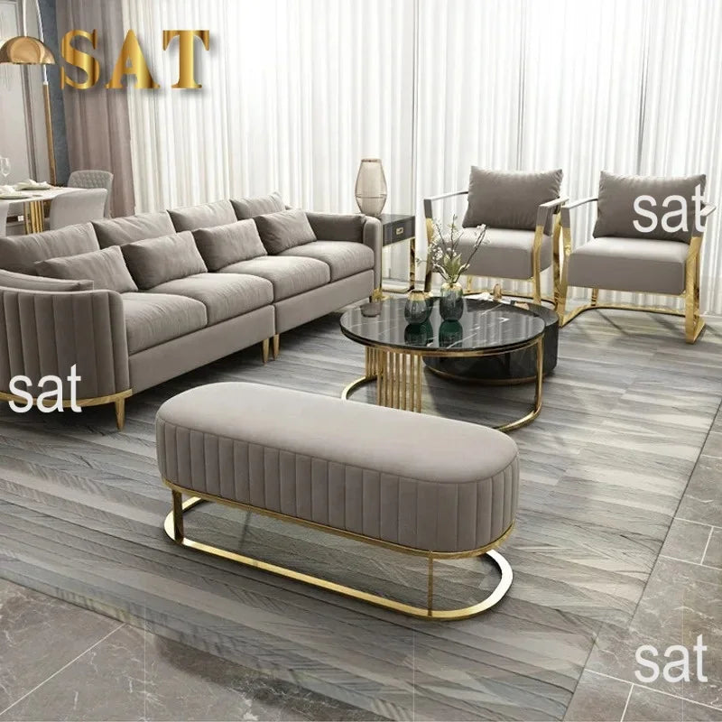 #Nordic fabric sofa simple light luxury gray flannelette living room sofa