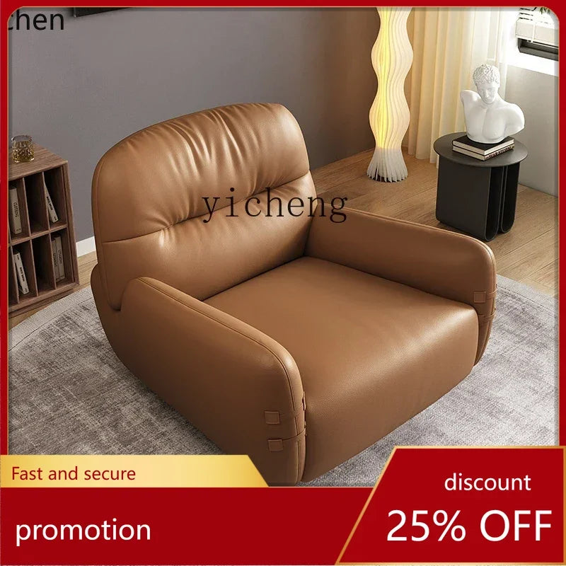 HXL modern light luxury leather sofa chair single simple living room small apartment bedroom leisure chair