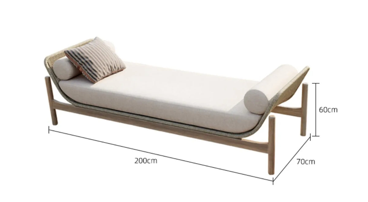 Nordic solid wood outdoor leisure rattan antiseptic wood sofa waterproof and sunscreen courtyard model room teak furniture