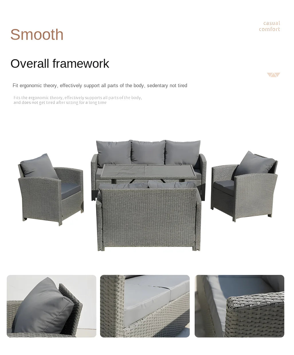 Cheap Waterproof and Sun-proof High Quality PE Rattan Leisure Sofa Set for Garden Party Resort Hotel