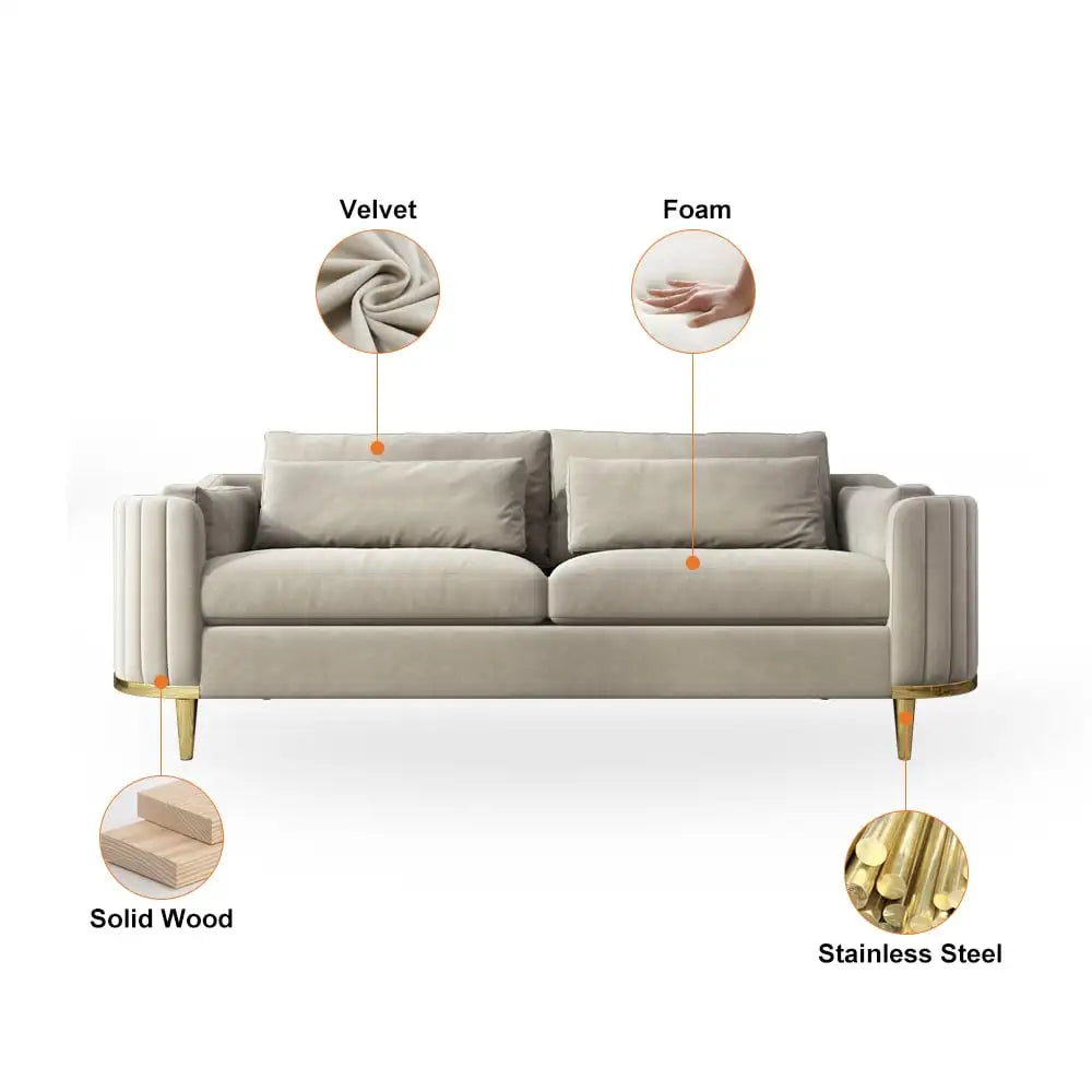 Modern Living Room Sofas Sets Sectional Couch Velvet Upholstered Loveseat Sofa 3 Pieces Italian Sectional Sofa Chair
