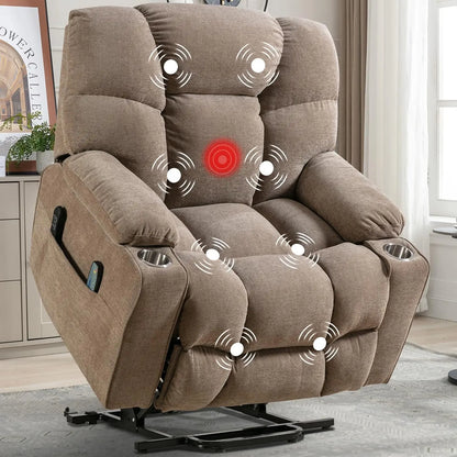 EBELLO Oversized Power Lift Recliner Chair for Elderly, Electric Recliner Chair with Massage and Heating with USB Port
