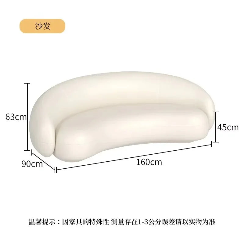 Cream curved sofa soft sofa living room bedroom dual use