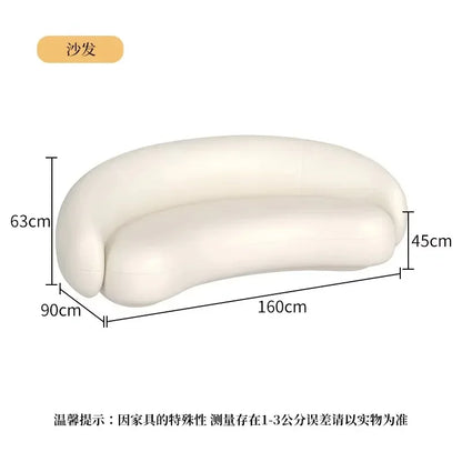 Cream curved sofa soft sofa living room bedroom dual use