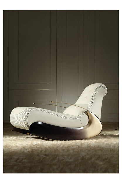 S Modern Italian Light Luxury Rocking Chair Leather Recliner Leisure Chair Single Sofa Rocking Chair