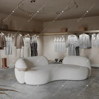 Wholesale Living Room Furniture Sofas Set Reception Room Boucle Fabric Curved Sofa for Home