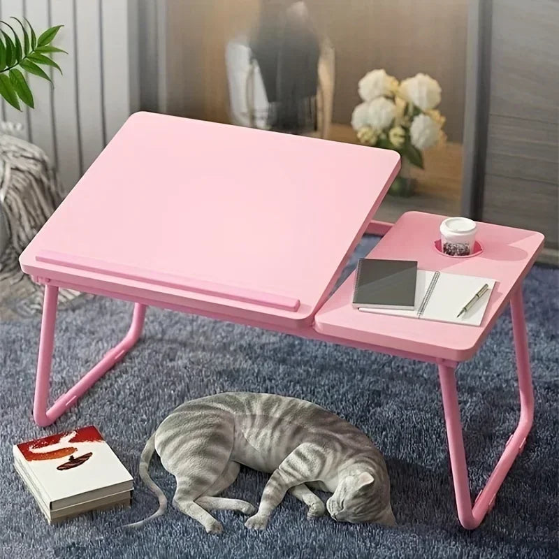 Ergonomic Lazy Computer Desk Integrated Foldable Design Height Adjustable Compact Practical Home Office Table Black
