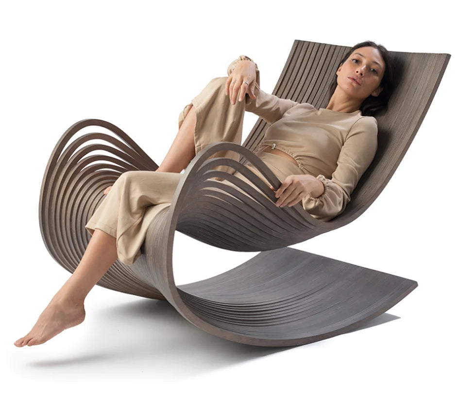 Rocking Chair Single Solid Wood Lounge Chair Lazy Sofa Chair for Living Room Balcony