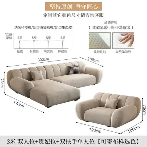 Fabric Living Room Sofas Modern Minimalist Sectional Modular Sofa Elegant Comfortable Canape  De Luxe Nordic Furniture