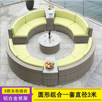 Outdoor Rattan Sofa Circular Villa Terrace Courtyard Rattan Art Living Room Leisure