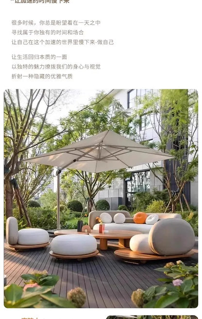 Outdoor sofa courtyard garden open-air balcony sofa leisure creative cloud deck chair combination homestay teak furniture
