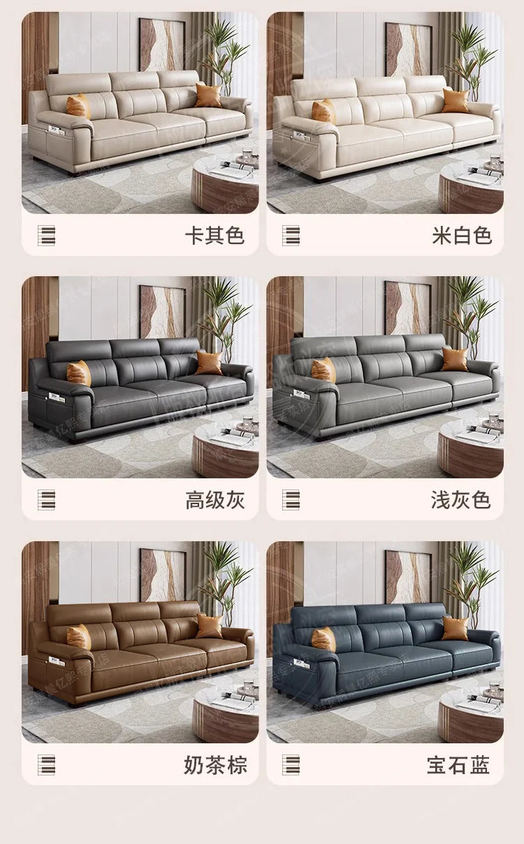 New European-style simple leather sofa wedding room new house light luxury small apartment high-end leather sofa straight row