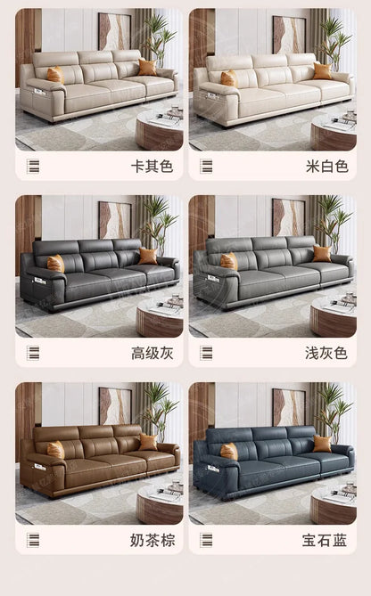 New European-style simple leather sofa wedding room new house light luxury small apartment high-end leather sofa straight row