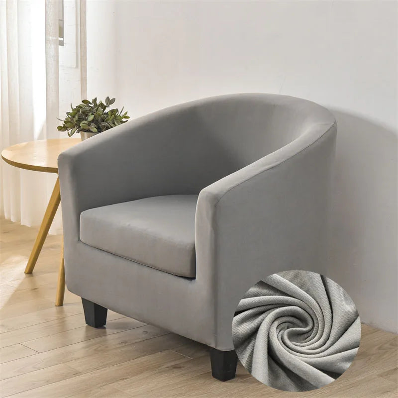 Elastic Club Chair Covers Solid Color Bath Tub Sofa Covers Single Cafe Bar Armchairs Slipcovers with Seat Cushion Cover Home