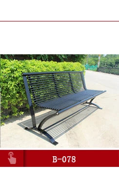 Metal Outdoor Bench for Public Park with Cast Iron Bench Legs