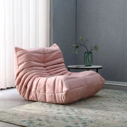 Caterpillar Lazy Sofa for Bedroom, Flannel Fabric, Small Unit Living Room, Leisure Chair, Netting Red, Modern Single Person Sofa