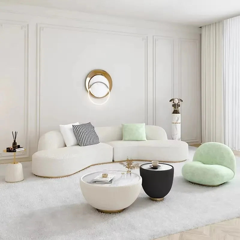 Modern Design Sectional Sofa Set Living Room Hotel Furniture with Curved Modular Velvet Fabric Couch