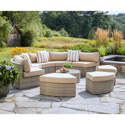 Outdoor sofa combination garden terrace leisure rattan circular courtyard outdoor open-air rattan chair sun room rattan sofa