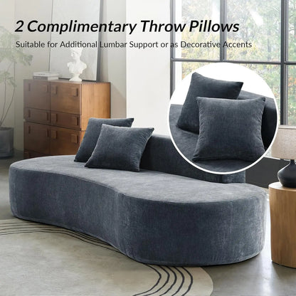 94.5" Boneless Sofa with 2 Pillows, 3 Seater Compressed Foam Sofa with Half Moon Design & Deep Seat, No Assembly, Customized