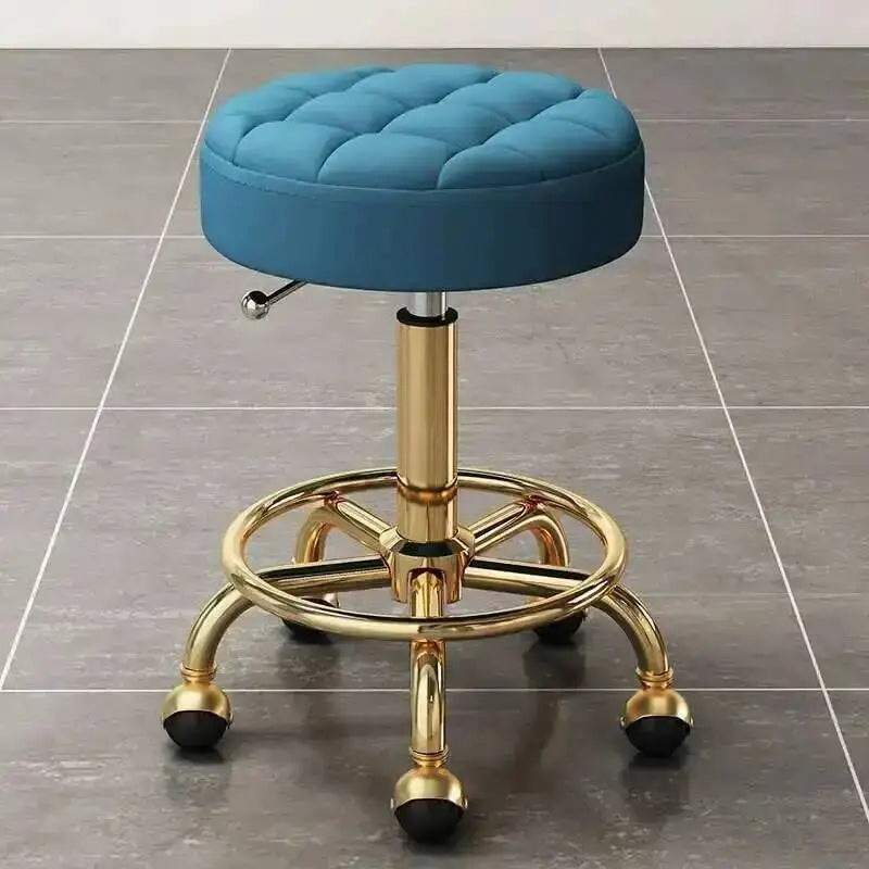 Barber Hairdressing Salon Chairs Gold Beauty Makeup Chair Furniture Office Desk Stool With Wheels Swivel Lifting Round Stools