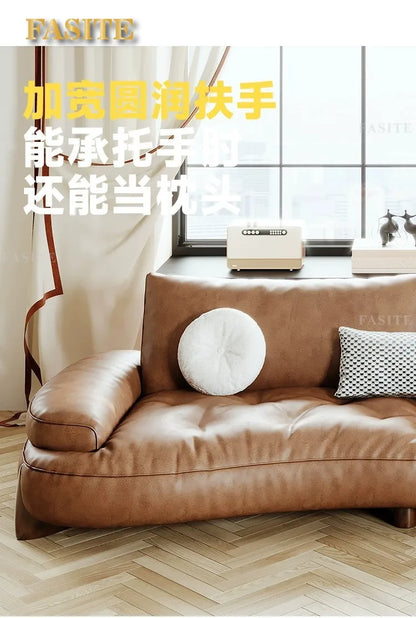 Leather sofa household living room modern brown small apartment curved creative sofa