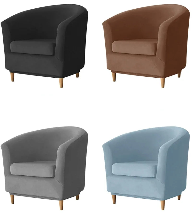 Velvet Sofa Cover Single Sofa Cover for Living Room Elastic Solid Color Armchair Slipcover for Bar Home Counter with Seat Covers