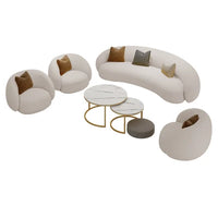 Nordic Arc Velvet Fabric Sofa Set for Living Bedrooms Hotels-Three-Seater Beauty Salon Sofa From Clothing Store
