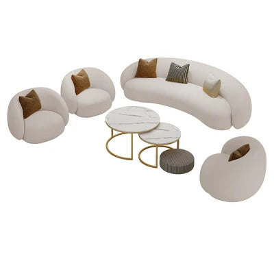 Nordic Arc Velvet Fabric Sofa Set for Living Bedrooms Hotels-Three-Seater Beauty Salon Sofa From Clothing Store