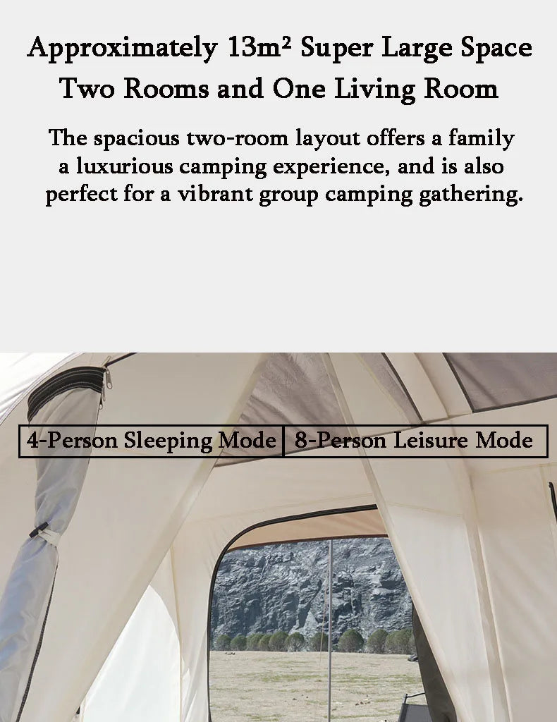 Cabin Tent 2 Room Large Family Camping Tent Automatic Quick Setup Waterproof UV Protection Outdoor 4 Season Ridge Tent