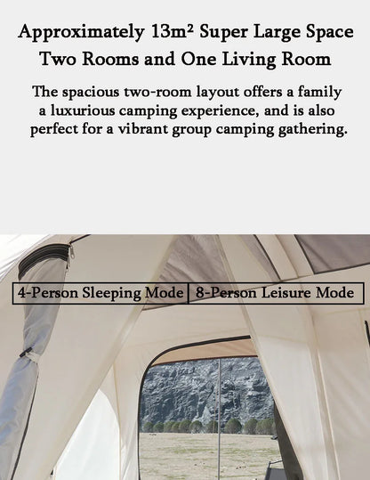 Cabin Tent 2 Room Large Family Camping Tent Automatic Quick Setup Waterproof UV Protection Outdoor 4 Season Ridge Tent