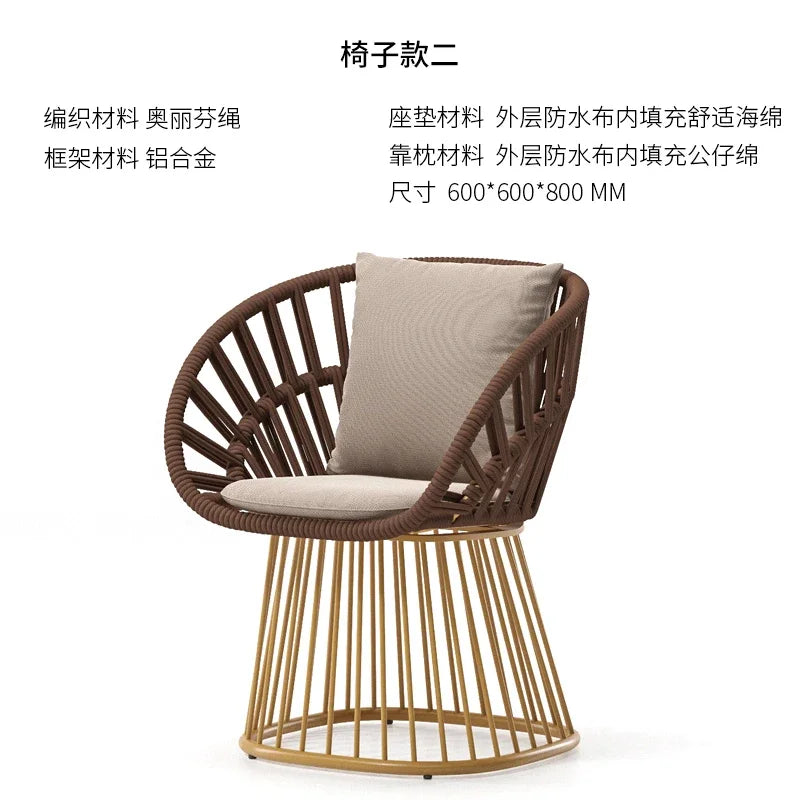 Natural Outdoor Garden Furniture Sets Retro Rattan Waterproof Nordic Garden Furniture Sets Backyard Italian Mueble Decorations