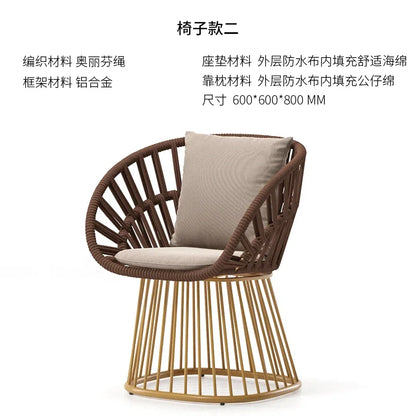 Natural Outdoor Garden Furniture Sets Retro Rattan Waterproof Nordic Garden Furniture Sets Backyard Italian Mueble Decorations
