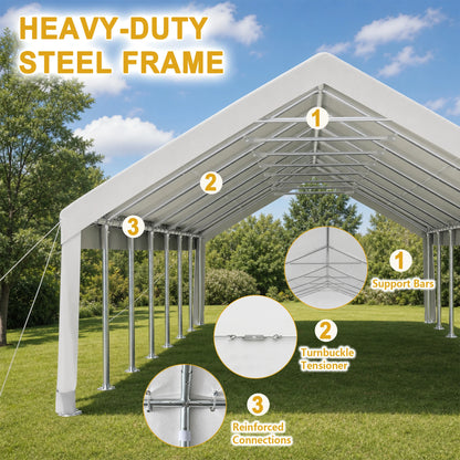 20x50FT Heavy Duty Party Tent Waterproof Wedding Canopy Tent Transparent Windows Double Doors Steel Frame For Outdoor Event Market Carport
